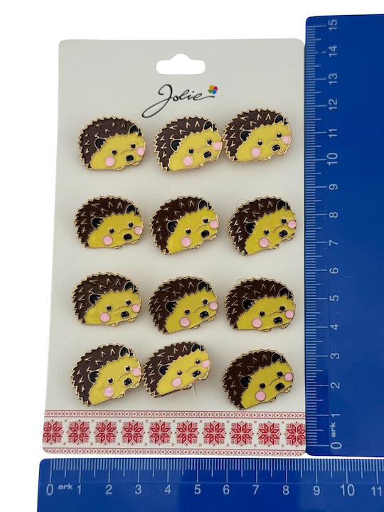 Set 12 Pinuri Mărțișor Copii Jolie Design Arici Maro Galbene