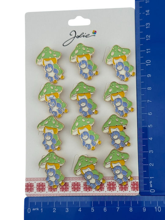 Set 12 Pinuri Mărțișor Copii Jolie Girl Design Ursuleț Din Plus Multicolor