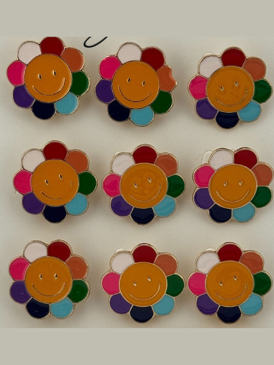 Set 12 Martisor Brooches Children Jolie Smiling Flower Design Multicolor