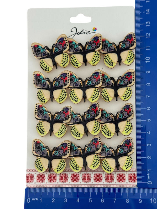 Set 12 Pinuri Martisor De Primăvară Design Fluture Cu Aripă Deschisă Multicolore