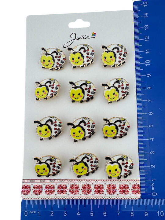 Set 12 Pinuri Mărțișor Copii Jolie Buburuză Model Galbene