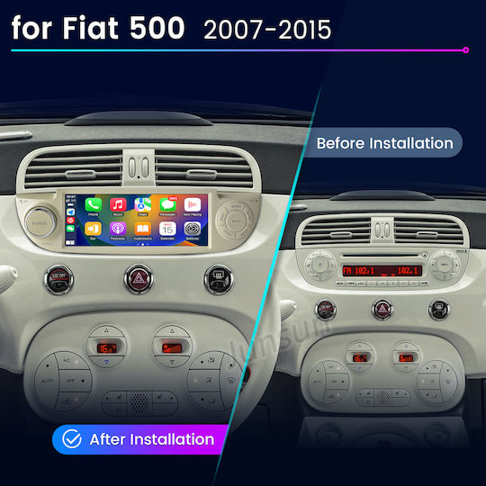 Junsun 6 86" Android 15 Multimedia 2GB/64GB Fiat 500 2007-2015 CarPlay Wireless Android Auto GPS DSP Alb
