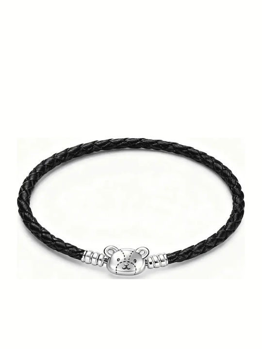Diora Black Braided Bracelet Teddy Bear