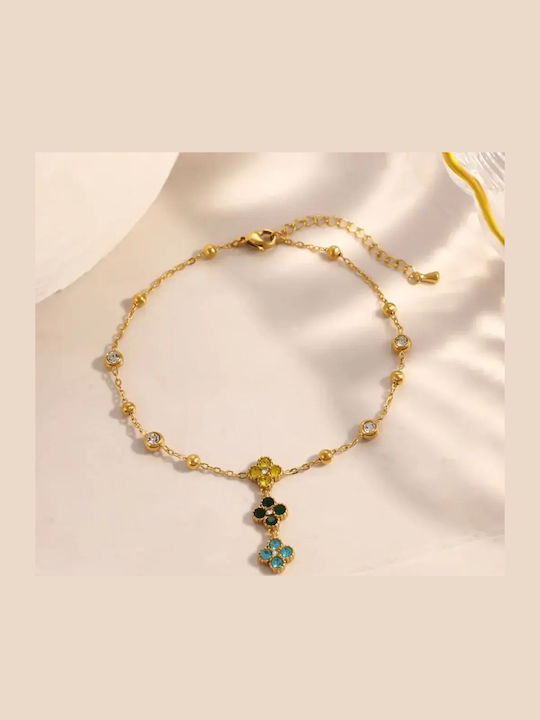 Multicolored Flower Ankle Bracelet