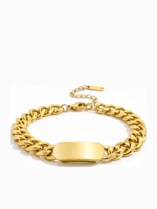 Cuban Bracelet Engravable Plate Golden Shade