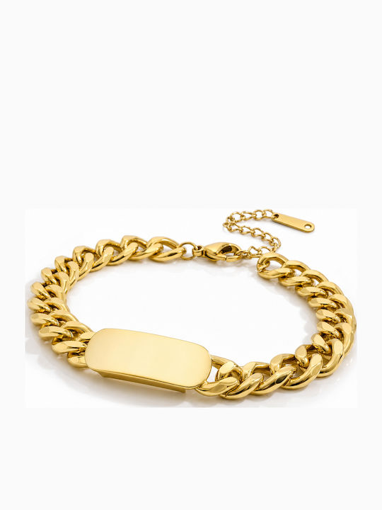 Cuban Armband Gravierte Platte Golden Shade