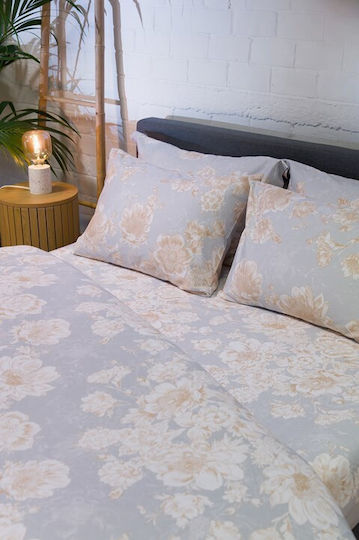 Viokarpet Duvet Cover Set 225x245cm Double With 2 Pillowcases Diamond 253 Pearl Sky