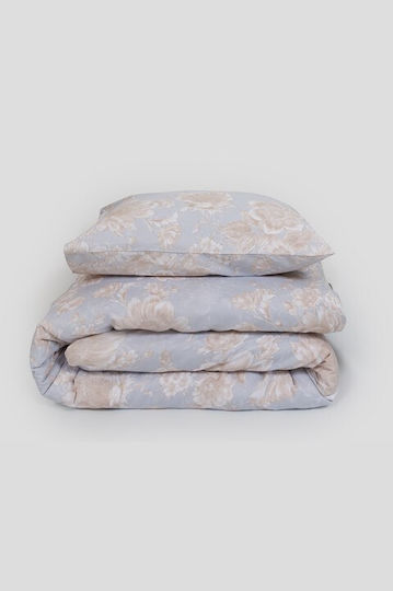 Viokarpet Duvet Cover Set 225x245cm Double With 2 Pillowcases Diamond 253 Pearl Sky