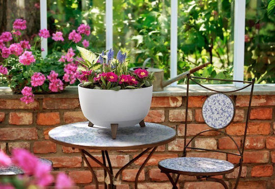 Lamela Roma Wooden Flower Pot Cream With Saucer 40x40x25cm