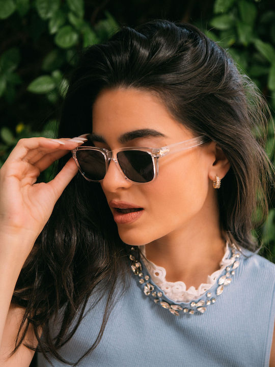 Leegio Damenträger Sonnenbrille mit Transparentem Rahmen und Schwarzem Glas