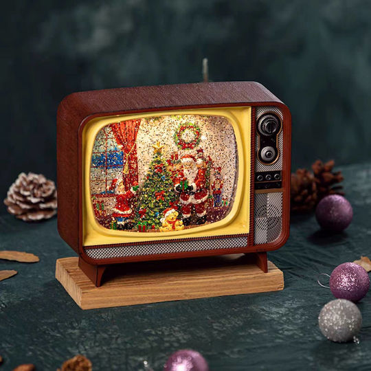 Коледна Декоративна Снежна Топка с Звук и LED Осветление Ретро TV