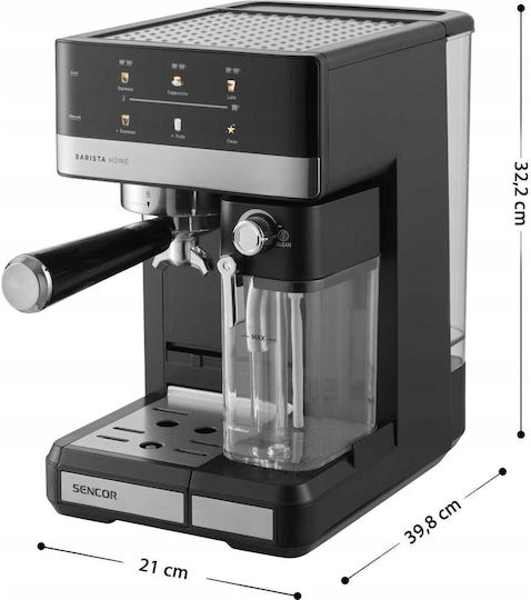 Sencor Автоматична Еспресо Кафемашина 1350W 20bar За Cappuccino Черна SES 4060BK