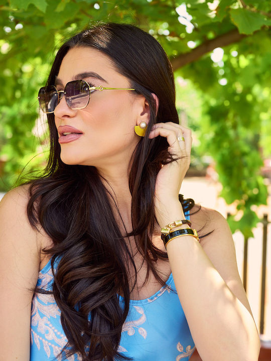 Leegio Damenträger Sonnenbrille mit Gold Metallrahmen und Braunen Verlaufsfarbe Gläser