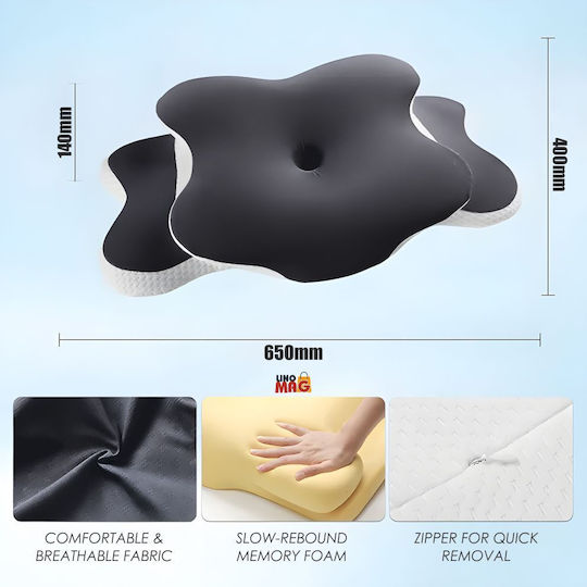 Медицинска възглавница за врат Memory Foam 65x40x14cm Бяла