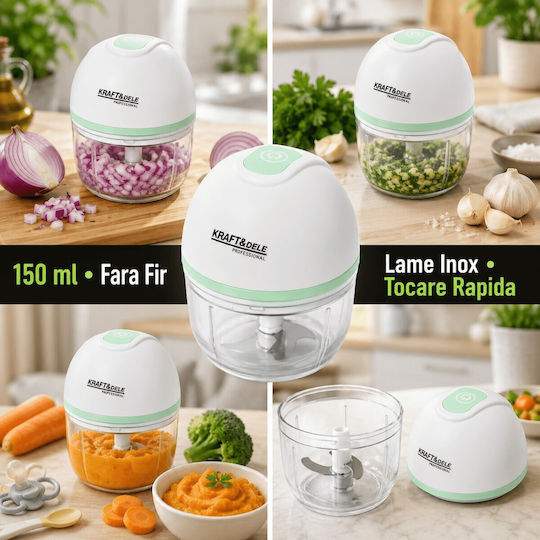 Kraft & Dele Mini Tocatoare Multi 28W cu Recipient 150ml Alb