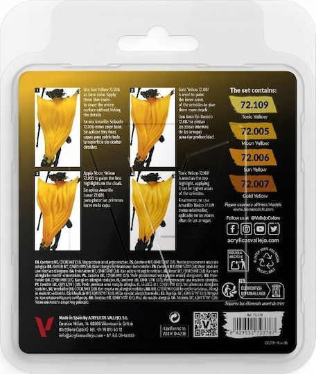 Acrylicos Vallejo Set Modellbau-Farben Gelb 18ml 4Stück