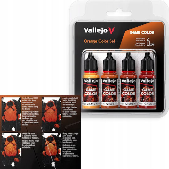 Acrylicos Vallejo Modellbau-Farben Orange 18ml 4 Stück