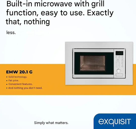 Exquisit Cuptor cu microunde încorporabil cu grill 20lt gri