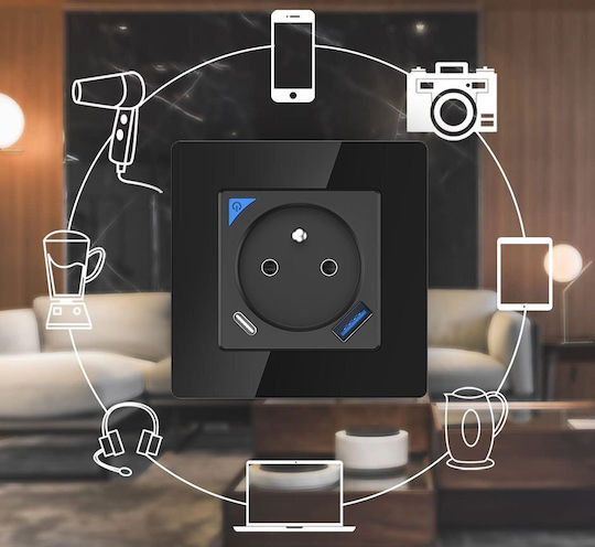 Schneider Electric Einzeln Steckdose Wi-Fi Schwarze