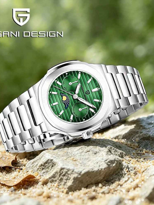 Pagani Design Ceas Dama 32.5mm Cu Baterie Cu Brățară Din Oțel Verde