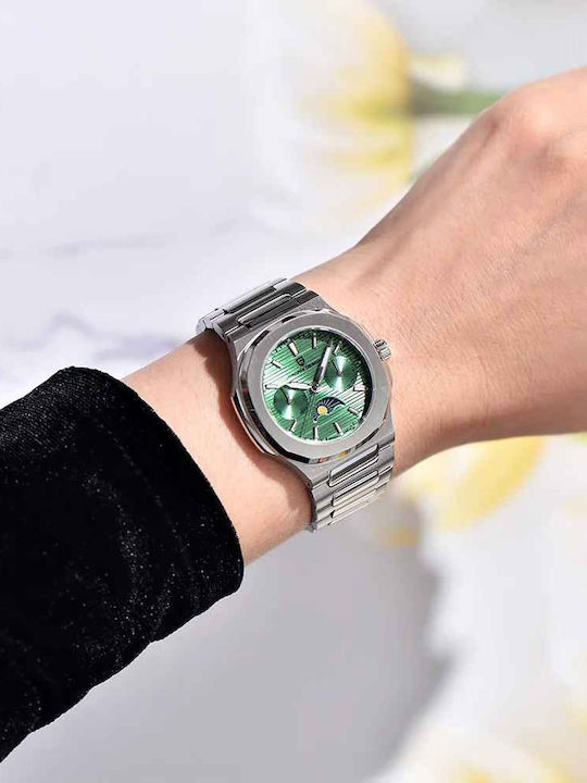 Pagani Design Ceas Dama 32.5mm Cu Baterie Cu Brățară Din Oțel Verde