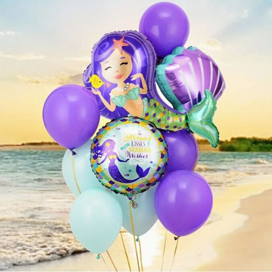 Balon Zi De Naștere Sirenă Folie Violet 39 cm