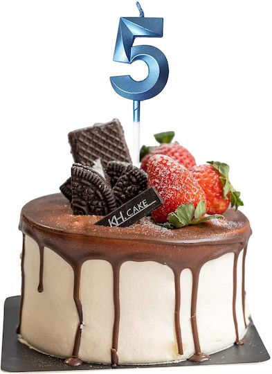 Number 5 Candle Flippy Diamond Model 5 X 3.4 Cm Blue