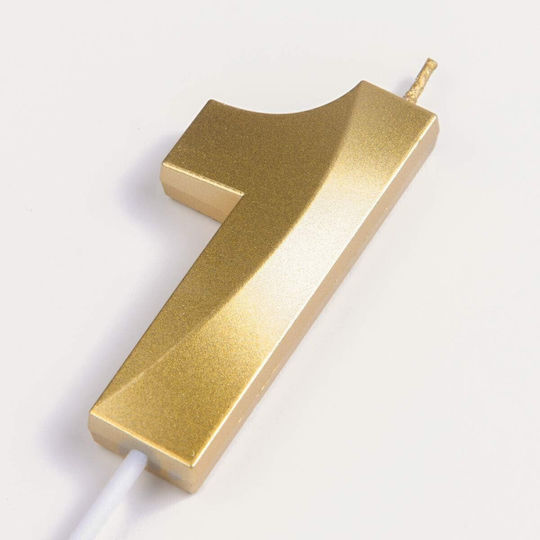 Lumânare Numărul 1 Model Diamant Flippy 5 X 3,4 Cm Auriu