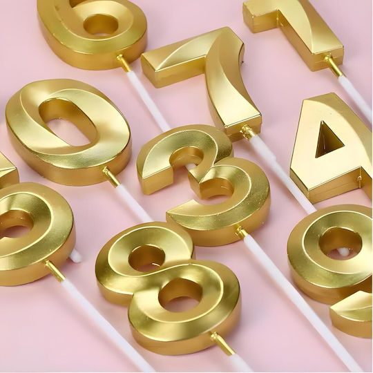Lumânare Numărul 7 Model Diamant Flippy 5 X 3.4 Cm Aurie