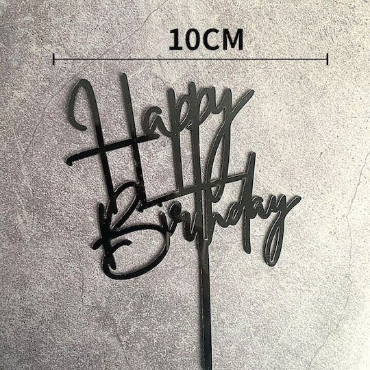 Decoratie Cake Topper Flippy La Mulți Ani Design Temă De Ziua De Naștere 10 Cm Neagră