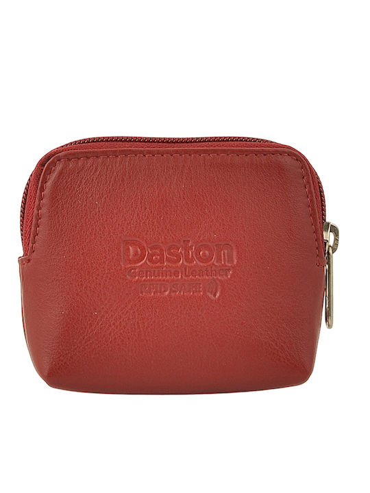Small Leather Women's Coin Wallet with RFID Red