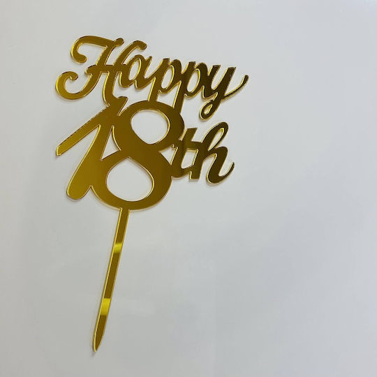 Decorare Tort Flippy Happy Design 18 Ani Dimensiune 10 Cm Temă Vârstă Aurie