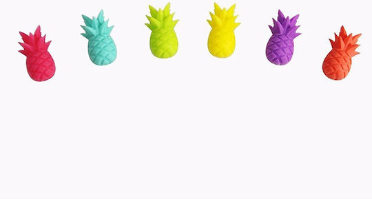 Set 6 Gläser Zubehör Flippy Partys Cocktails Silikon Ananas Design Mehrfarbig