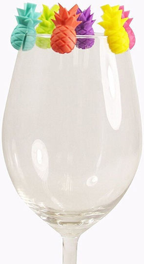 Set 6 Gläser Zubehör Flippy Partys Cocktails Silikon Ananas Design Mehrfarbig