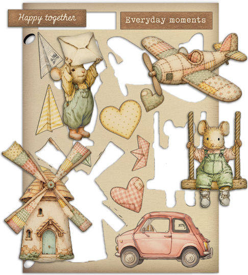 Wooden Decorative Sticks A5 Stamperia Cozy Family