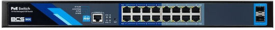 BCS BCS-B-SP16G-2SFP-M Управляем L2 PoE+ Суич с 16 Gigabit (1Gbps) Ethernet Порта и 2 SFP Порта