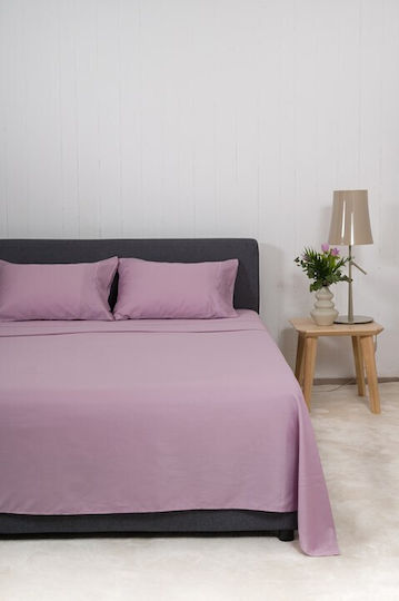 Viokarpet Уникална Подредба Чаршафи King Size с Еластична Лента 240x270см Лилави 4 Бройки