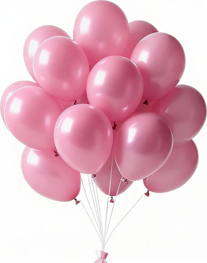 Set of 12 Birthday Latex Balloons Pink with LEDs 25cm
