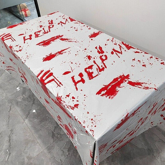 Party-Tischdecken Flippy Folie Halloween Druck Help Me 137 x 274 cm Weiße Rote