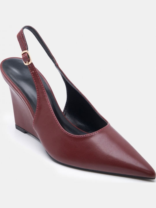 Spitze Zehe Pumps mit Burgundischem Absatzhöhe