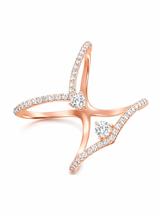 Xryseio Ring with Zircon made of Rose Gold 14K
