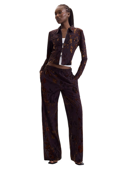 Pantaloni de damă din țesătură Brown