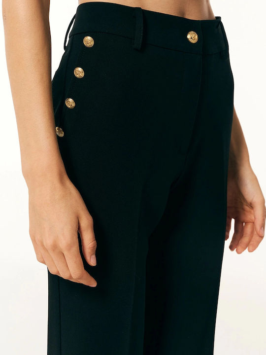 Damen Stoffhose in Breit Bein Stil Schwarz