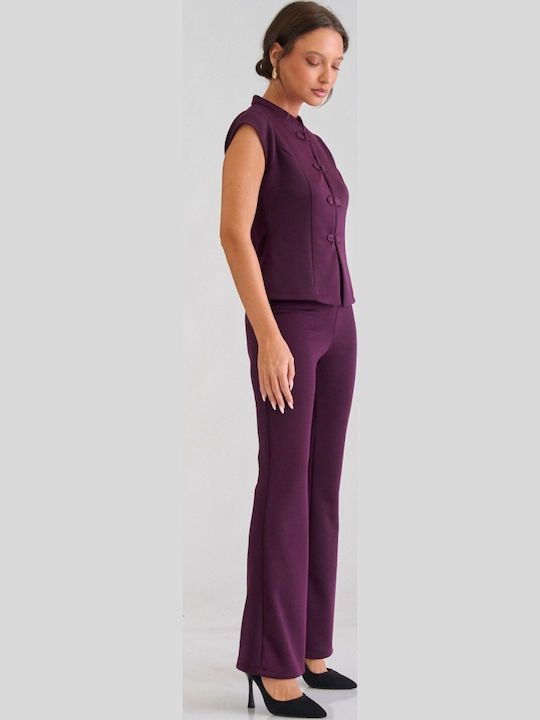 Women's Burgundy Set with Trousers