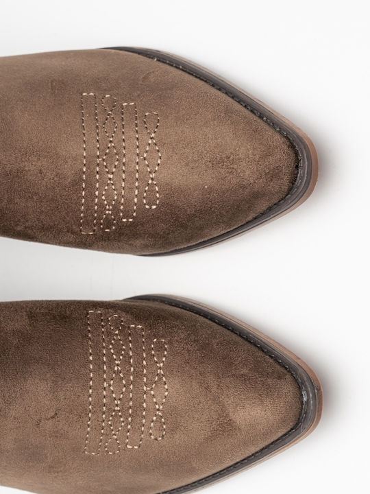 Suede Women's Ankle Boots Cowboy Brown