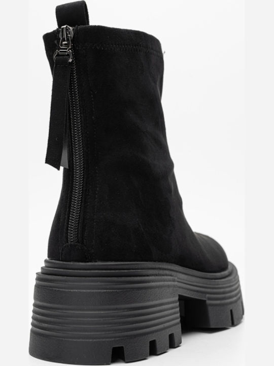 Wildleder Stiefeletten Damen Schwarz