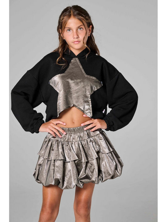 Kinder-Sweatshirt mit Kapuze und Taschen Schwarz