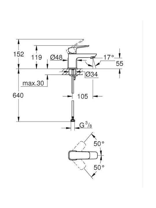 Grohe Αναμεικτική Μπαταρία Νιπτήρα