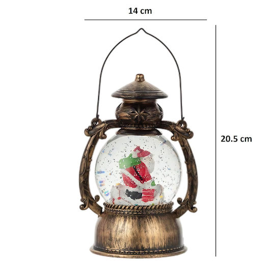 Decorativ Lanternă Iluminată De Crăciun Cu Moș Crăciun Baterie 14x11x20.5cm