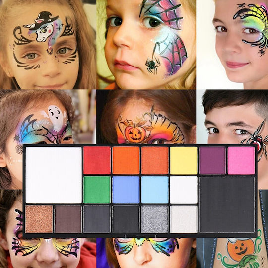 Paletă de pictură pe față cu 18 culori Flippy activată cu apă 18 x 8 x 1.4 cm multicolor